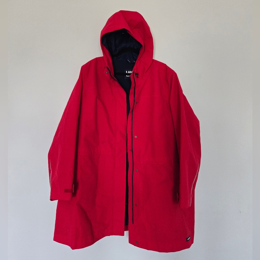 Lands' End Jacket 3X Red Hooded Wind Water Resistant Lined Parka Coat Lightweigh